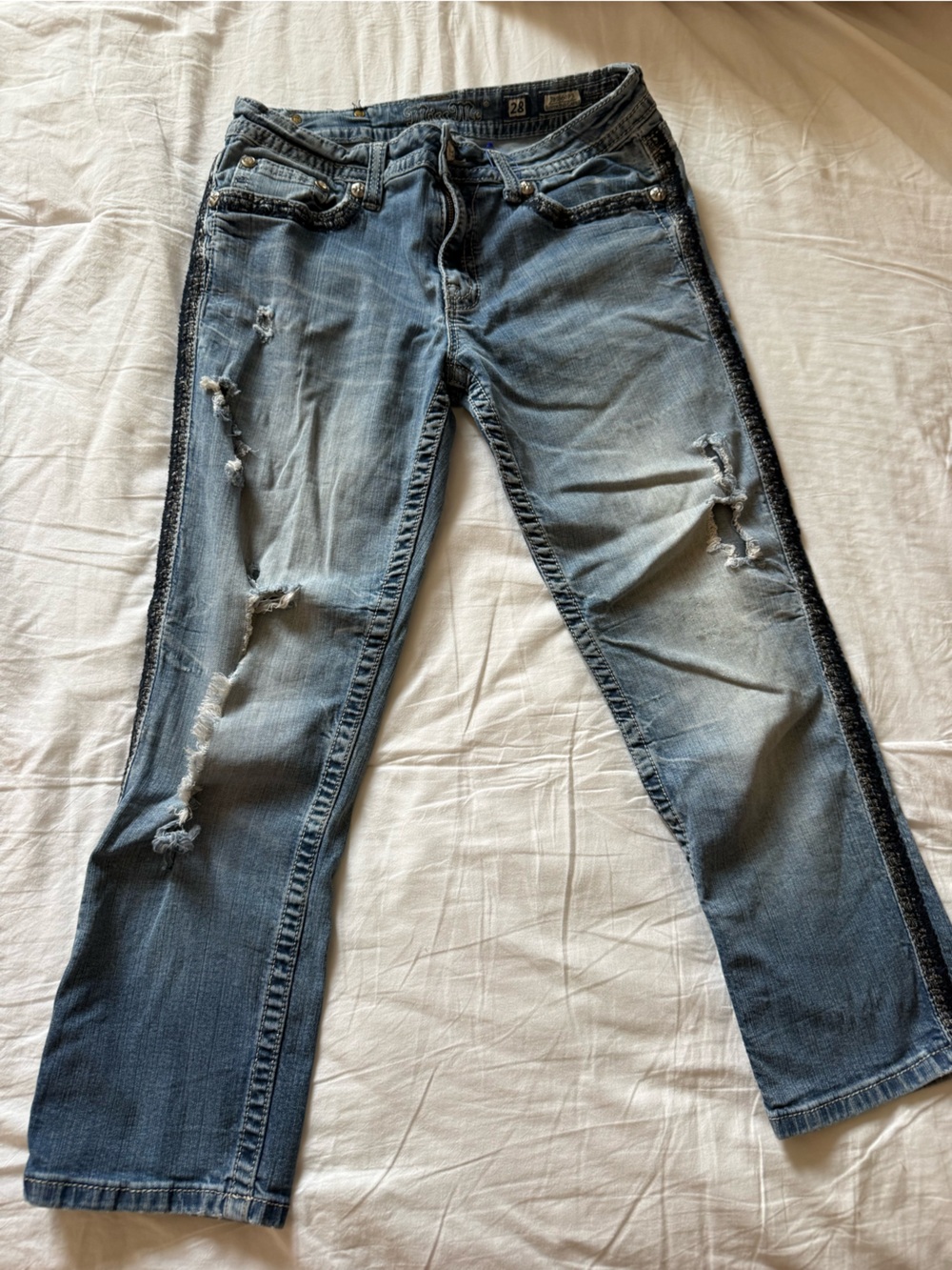 Y2K MissMe  Light Blue Jeans with Side Trim